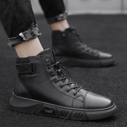 Hector - Bottes en cuir robustes pour hommes en cuir noir