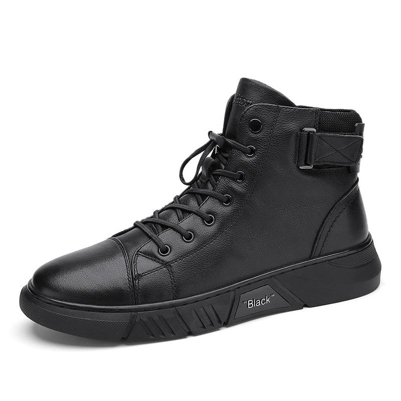 Hector - Bottes en cuir robustes pour hommes en cuir noir